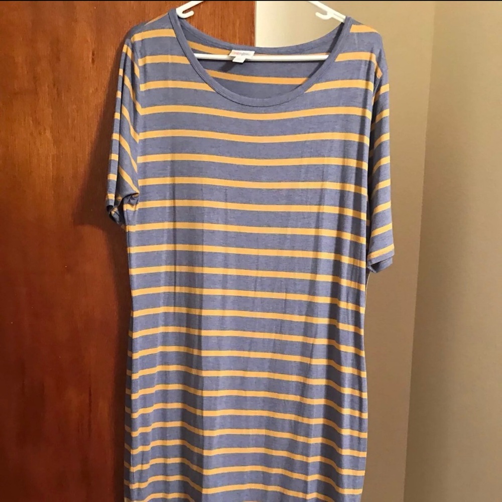 LuLaRoe Plus Size Fitted Striped Julia Dress